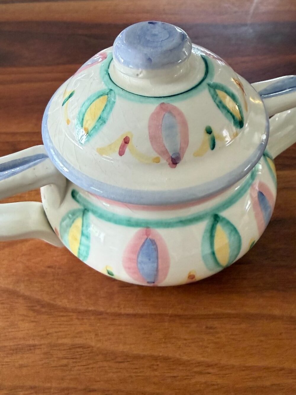 Vietri Sugar bowl with Lid Vintage Circa 1980's Pattern Colore